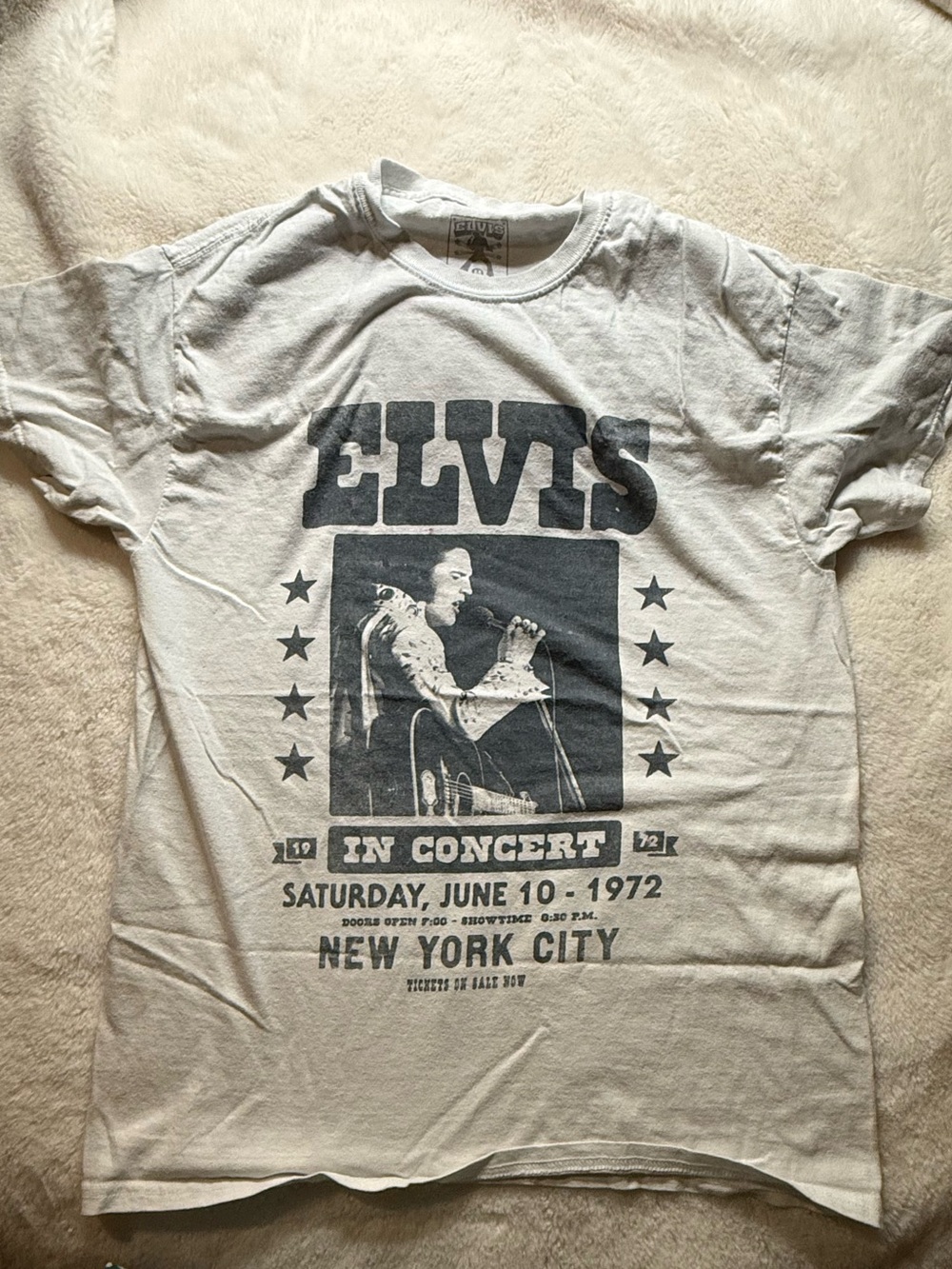 ELVIS vintage inspired White Elvis Concert Graphic Short Sleeve Tee
